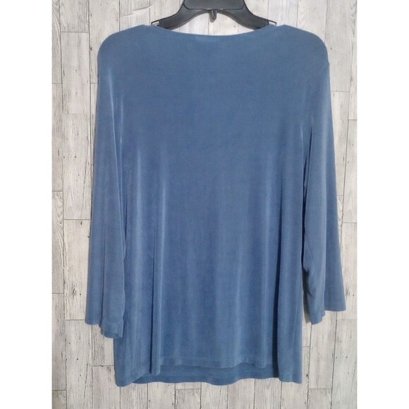 Coldwater Creek Faux‎ Wrap Top Slinky Knit Career Wear Blue Size Medium - Picture 2 of 5